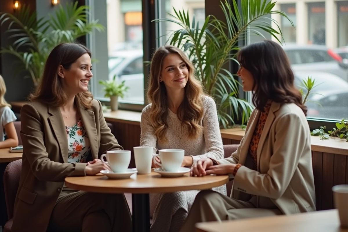 Groupe de femmes dans un café chic en intérieur