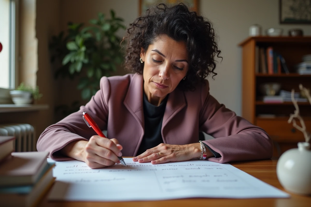 Femme barrant une citation générique sur l'amour dans son discours de mariage pour la remplacer par un texte personnel