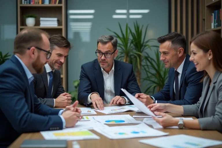 Groupe de professionnels en réunion de travail